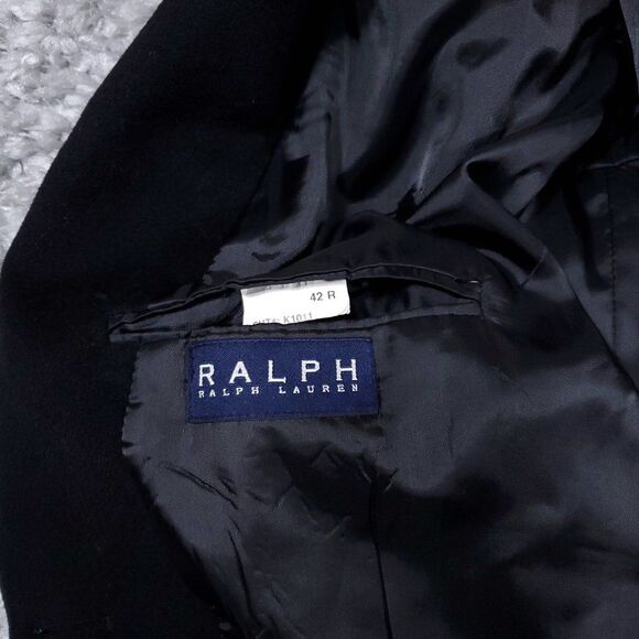 READ Ralph Ralph Lauren Wool Cashmere Coat Black Double Breasted Men's Size 42R - Picture 4 of 16